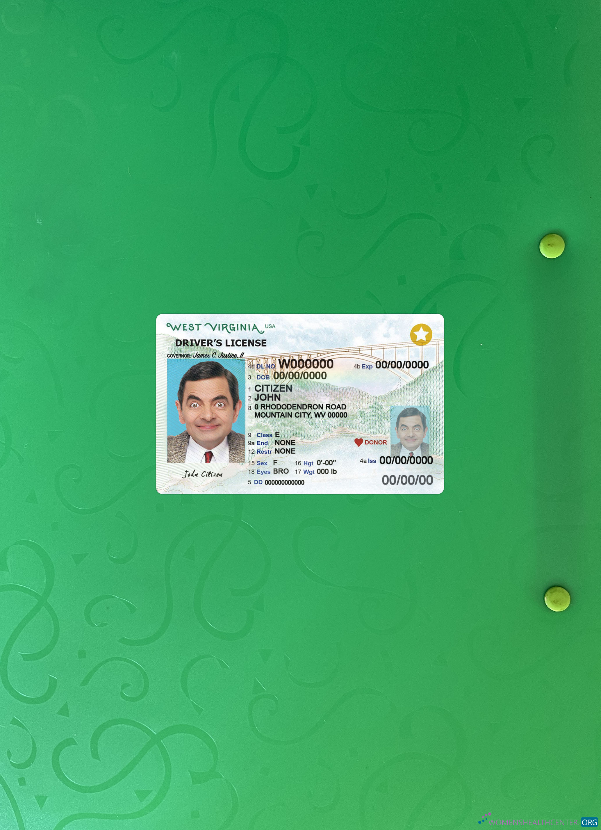 Download USA West Virginia driving license photolook 2023 present front Photoshop template